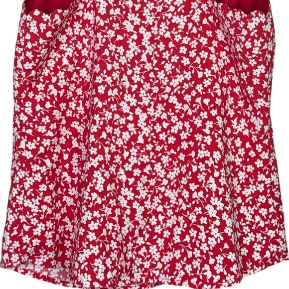 J. Crew Floral Sleeveless Scalloped Neck Back Cami Adjustable Straps Top 0 Red - Picture 6 of 15